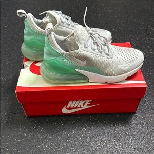 Nike Kids Air Max 270 Gray and Green Shoes